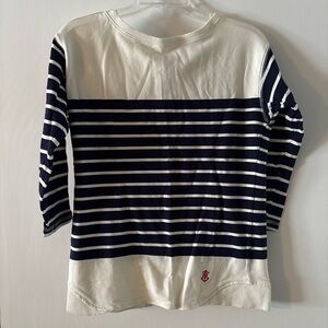 Tommy Hilfiger Navy and White Striped Long Sleeve Tee